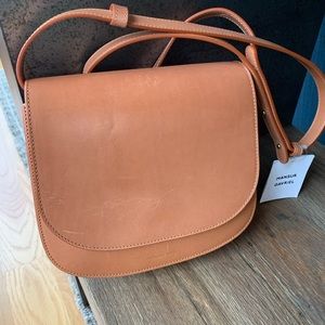 Mansur Gavriel structured crossbody flap bag.